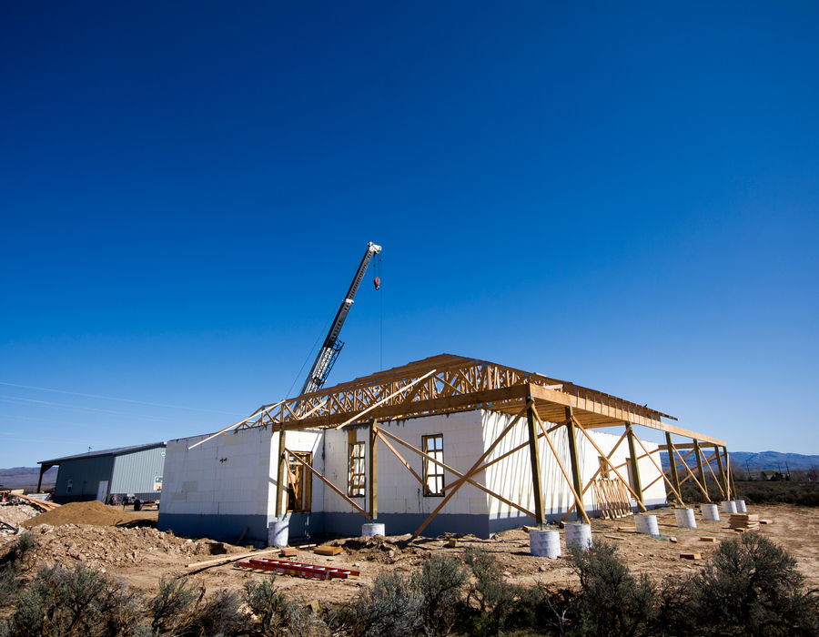 Construction professionals reviewing a project